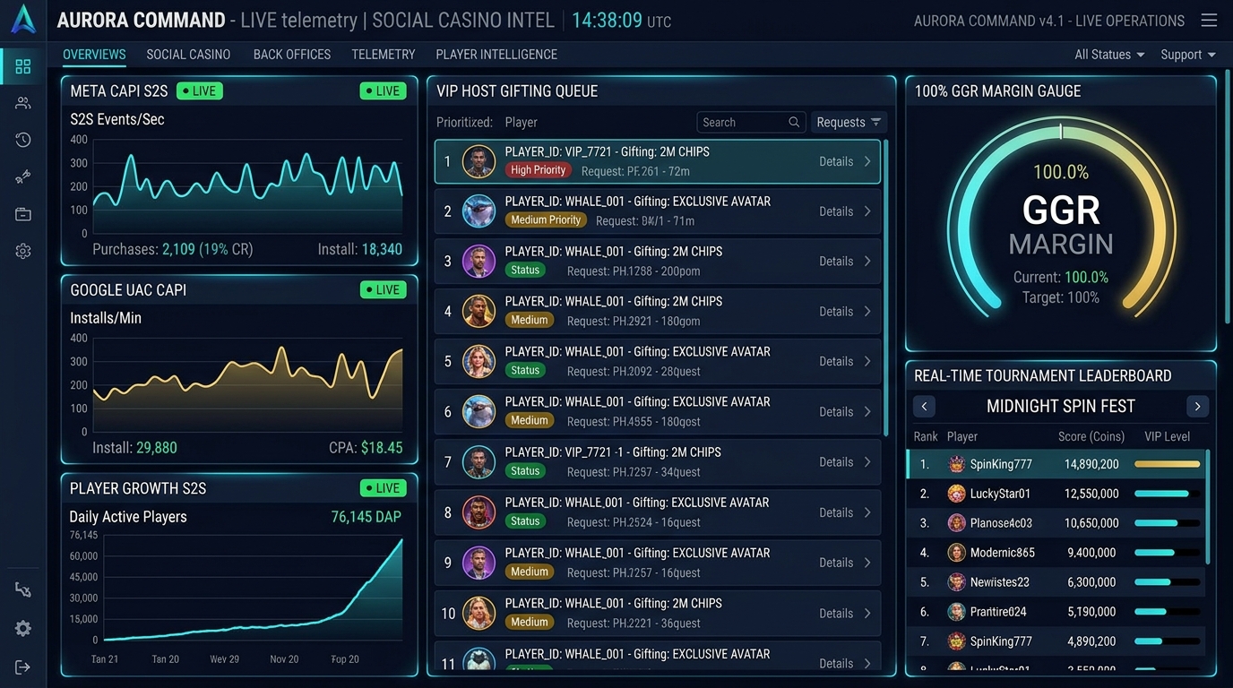 Social Casino Live Operator Telemetry and S2S Conversion Intelligence